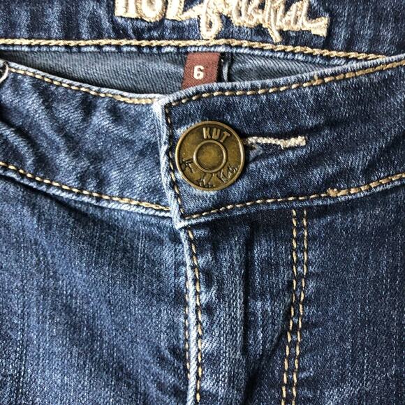 Kut From The Kloth Dark Wash Flap Pockets Natalie Mid Rise Boot Cut Denim Jeans - Picture 4 of 8